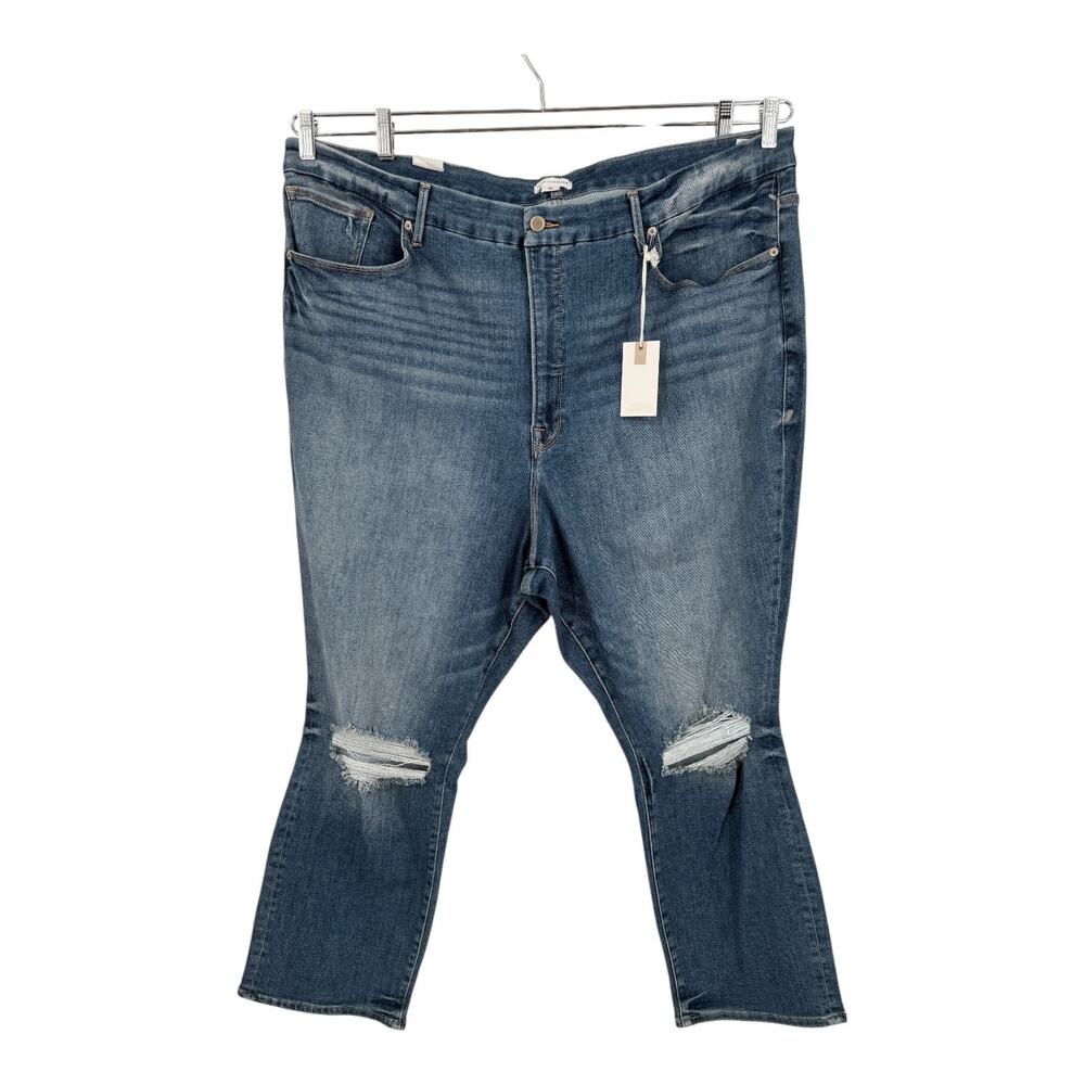 Good American Good Legs Stovepipe Distressed Jeans blue size 28